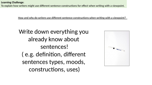 How do writers vary their sentence constructions when writing with a viewpoint?