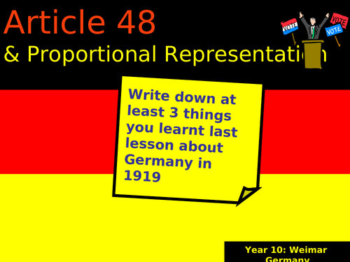 Germany Weimar Republic Weimar Constitution Article 48 & Proportional Representation