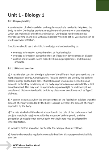 AQA GCSE 9-1 Science Biology Worksheet | Teaching Resources