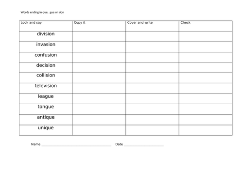 Year 3 and 4 Spellings from the NC word suggestions.