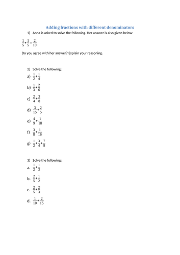 Adding fraction (Different Denominators)