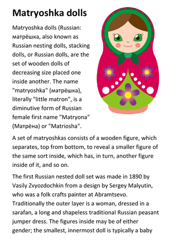 Matryoshka dolls Handout