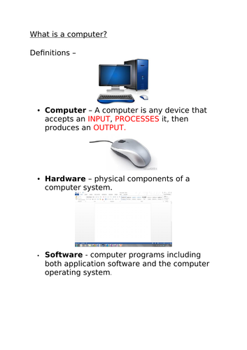 Hardware and Software worksheet