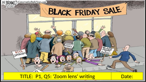 AQA: P1, Q5: 'Zoom Lens' Writing: Black Friday (Includes free 'YouTube storyboard' task!)