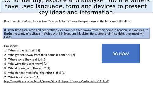 AQA Language paper 1 section A