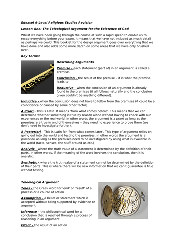 Teleological Argument Revision Booklet