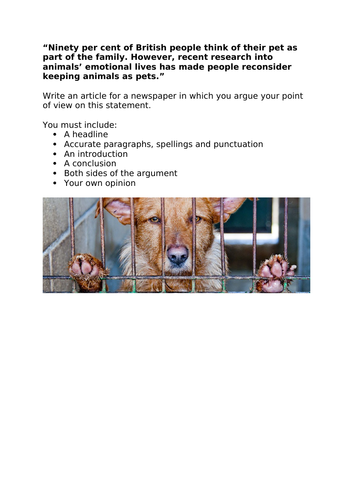 9-1 GCSE AQA Language Paper 1 and 2 - Question 5 (Low ability)