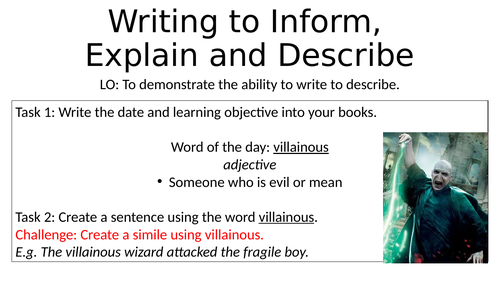 Year 7 Descriptive Writing Harry Potter