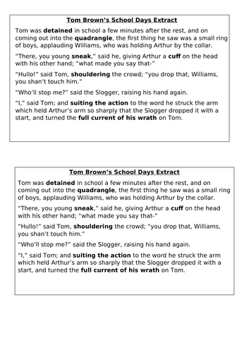 SEN 9-1 GCSE Language Paper 1 AQA Tom Brown's School Days Q2 Lesson