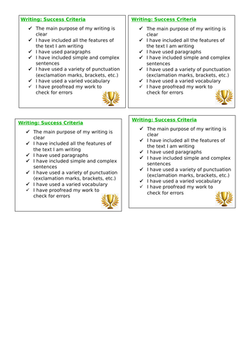 success criteria for creative writing ks3