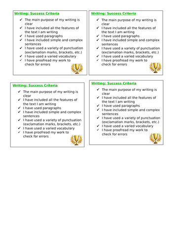 writing success criteria for ks3 teaching resources