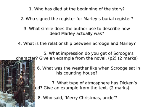 A Christmas Carol Comprehension Questions