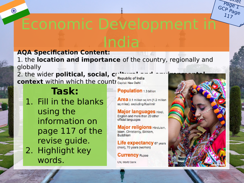 India Case Study - Workbook / PPT - Changing Economic World - AQA GCSE Geography