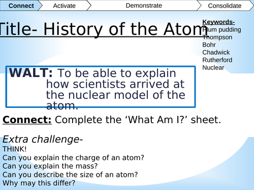 AQA GCSE CHEMISTRY/PHYSICS HISTORY OF THE ATOM.