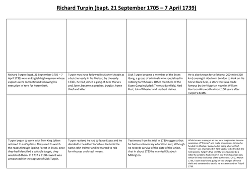 Richard Turpin Comic Strip and Storyboard