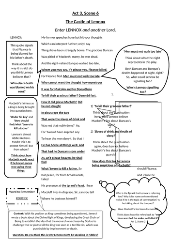 Macbeth Act 3, scene 6 Worksheet