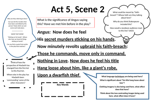 Macbeth: Act 5, scene 2 Worksheet