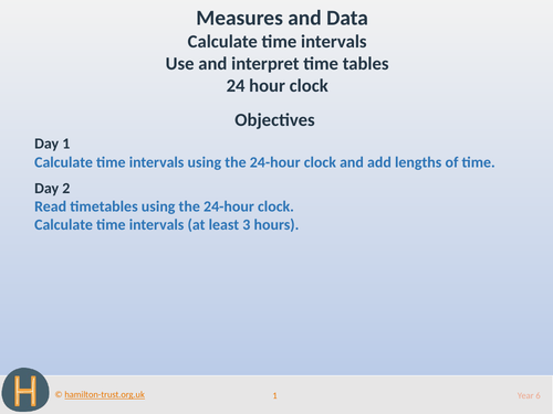 Time intervals, timetables, 24-hour clock - Teaching Presentation - Year 6