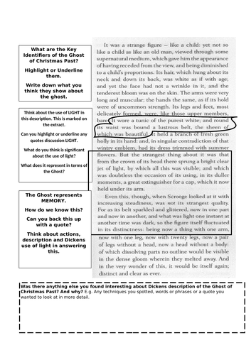 A Christmas Carol Ghost Of Christmas Past Teaching Resources