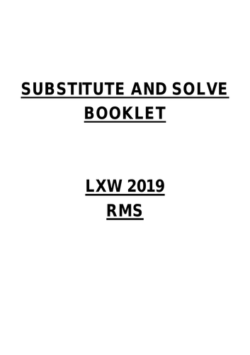 Substitute and Solve Booklet