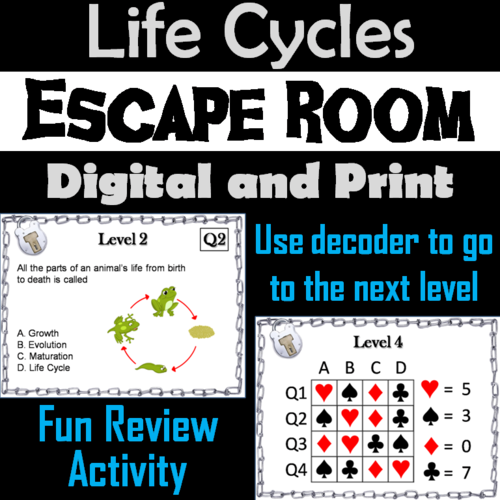 Life Cycles of Plants and Animals Escape Room - Science