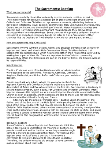 Sacraments: Baptism - Christian Practices