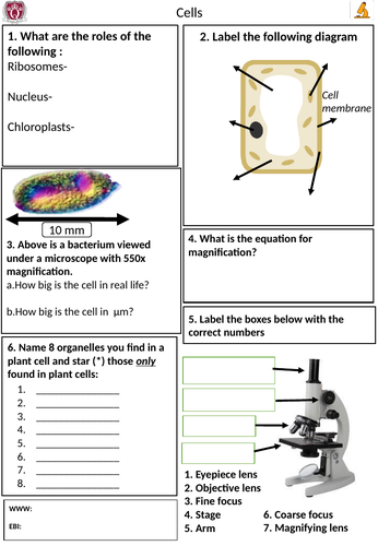 AQA GCSE Biology mini review/mini test/quiz