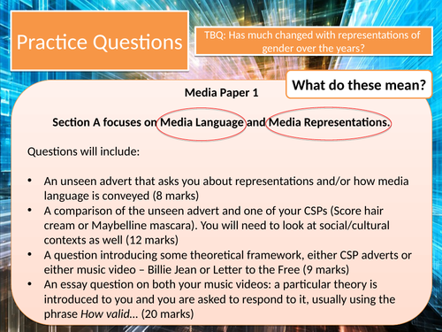 AQA Media Studies - CSP Score Hair Cream practice questions