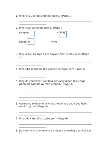 George's Marvellous Medicine Chapter 1 Comprehension