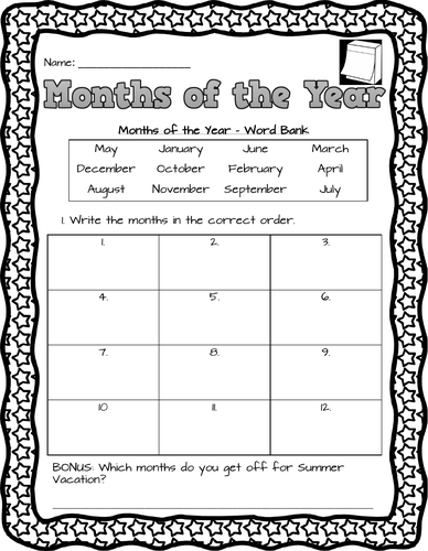Math - Months of the Year