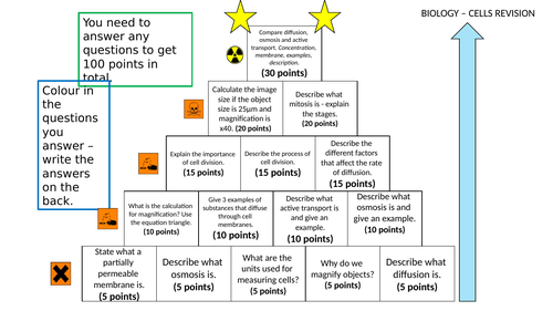 B1 Cell Transport and Mitosis Revision Pyramid Activity