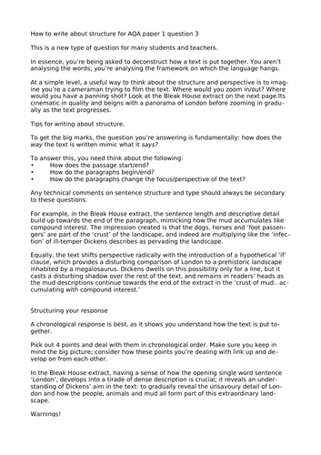 AQA English Language paper 1 Q3 How to write about structure 7-9