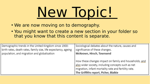 Demography Unit of Work AQA A-Level Sociology