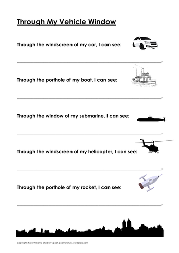 JOURNEYS + TRANSPORT Writing Sheet - views from windows