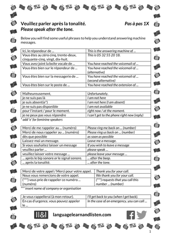 French - Answering machines - Veuillez parler après la tonalité (Please speak after the tone)