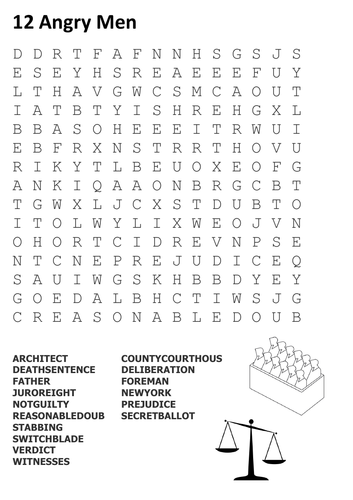 12 Angry Men Word Search