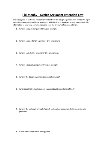 Edexcel RS Philosophy Quizzes