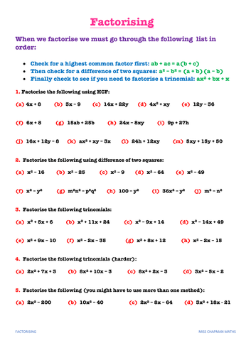 Factorising Revision