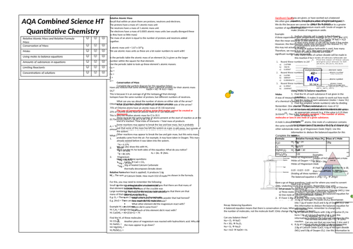 10. Quantitative Chemistry Revision Broadsheet (AQA Combined Science Trilogy GCSE)