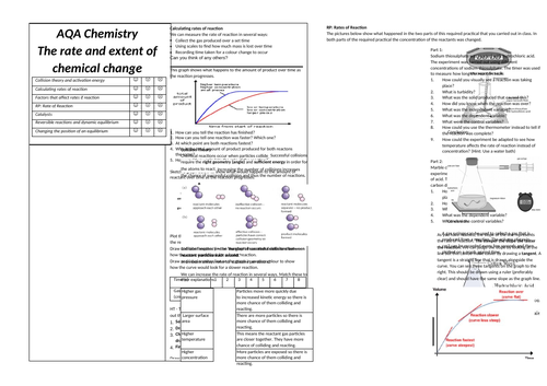 13. Rate and Extent of Chemical Change Revision Broadsheet (AQA Combined Science Trilogy)