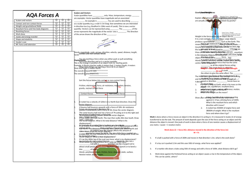 22. Forces Revision Broadsheet (AQA Combined Science Trilogy GCSE)
