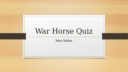 war horse essay questions