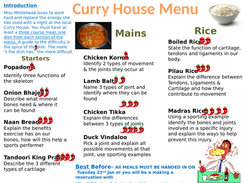 Differentiated joints homework