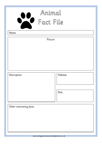 Animal Fact File template | Teaching Resources