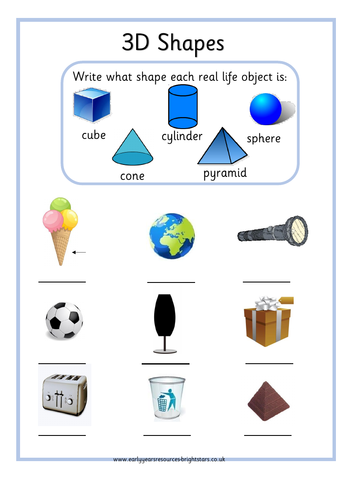 3d shapes worksheet or homework teaching resources