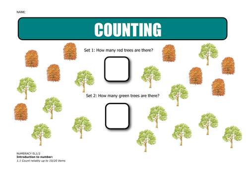 Introduction to number - count reliably 10/20 items