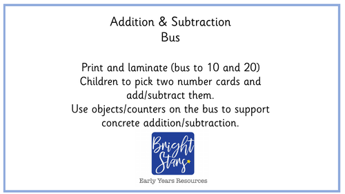 Bus addition/subtraction template for concrete learning