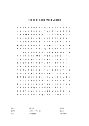 Food Word Search