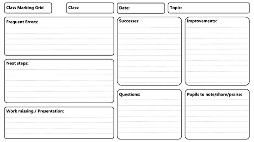 Whole Class Marking Grid