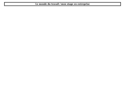 (I)GCSE French - Topics revision sheet / writing mat - Le monde du travail / mon stage en entreprise